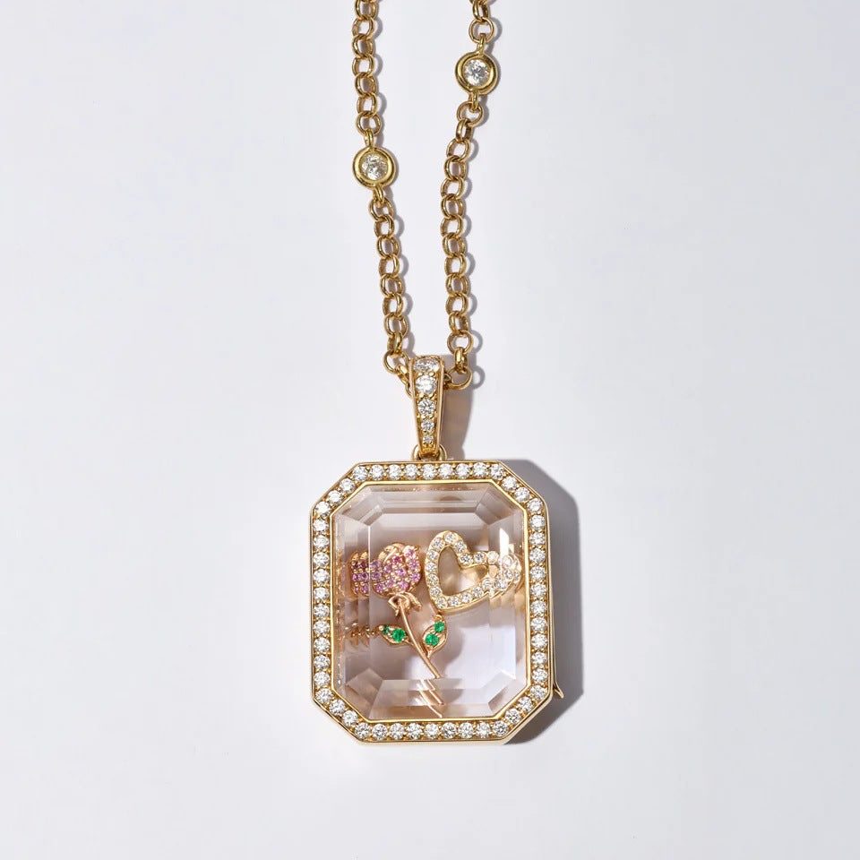 Glass Locket Charms In Colour, Jewelry Accessories Featuring Elegant Design