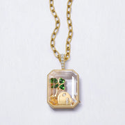 Square Box Paperclip Necklace - Gold Empty Box