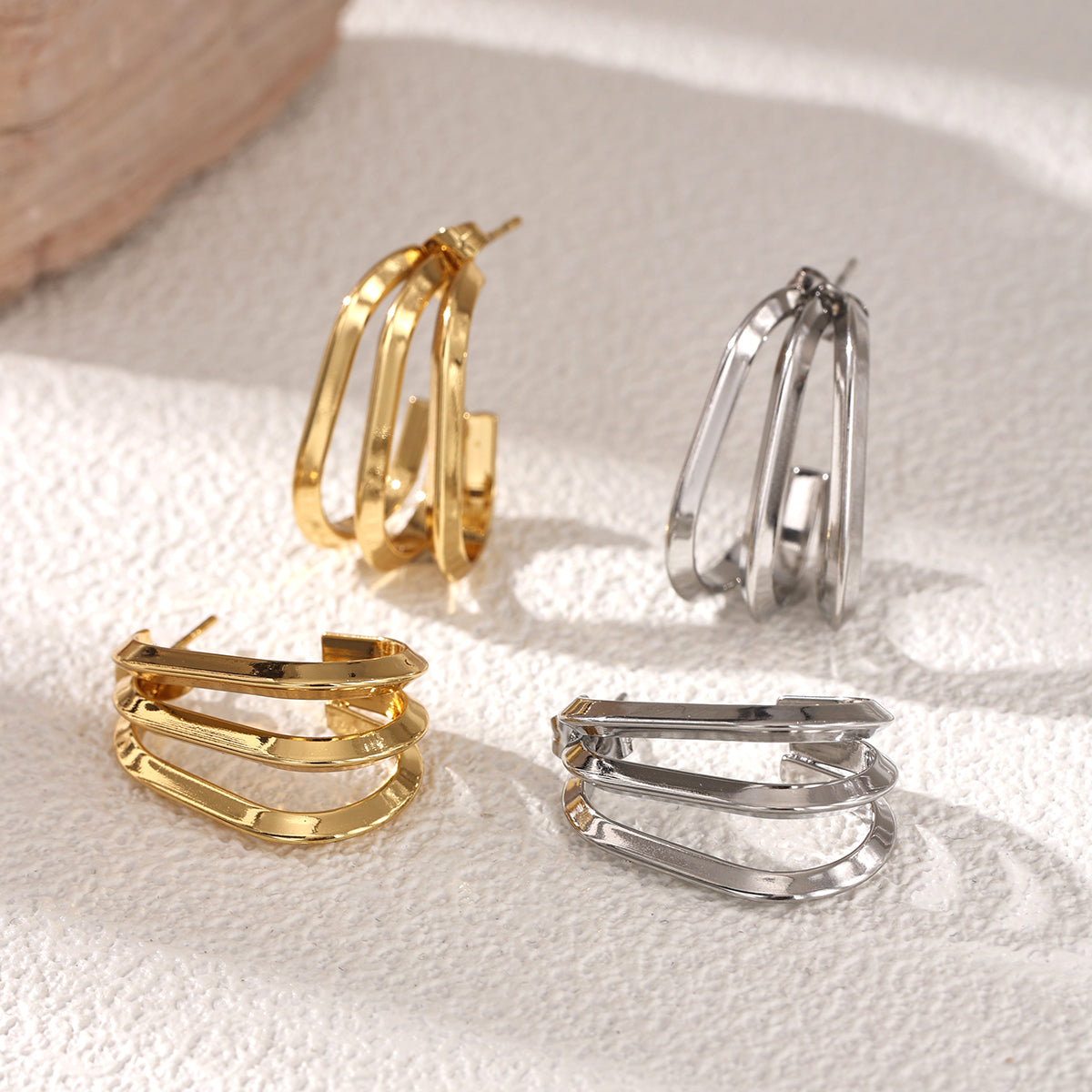 Geometric Earrings For Women Featuring Electroplated 304 Stainless Steel With 18K Real Gold Plated PVD Coating