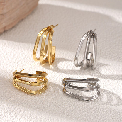 Geometric Earrings For Women Featuring Electroplated 304 Stainless Steel With 18K Real Gold Plated PVD Coating