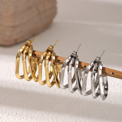 Geometric Earrings For Women Featuring Electroplated 304 Stainless Steel With 18K Real Gold Plated PVD Coating
