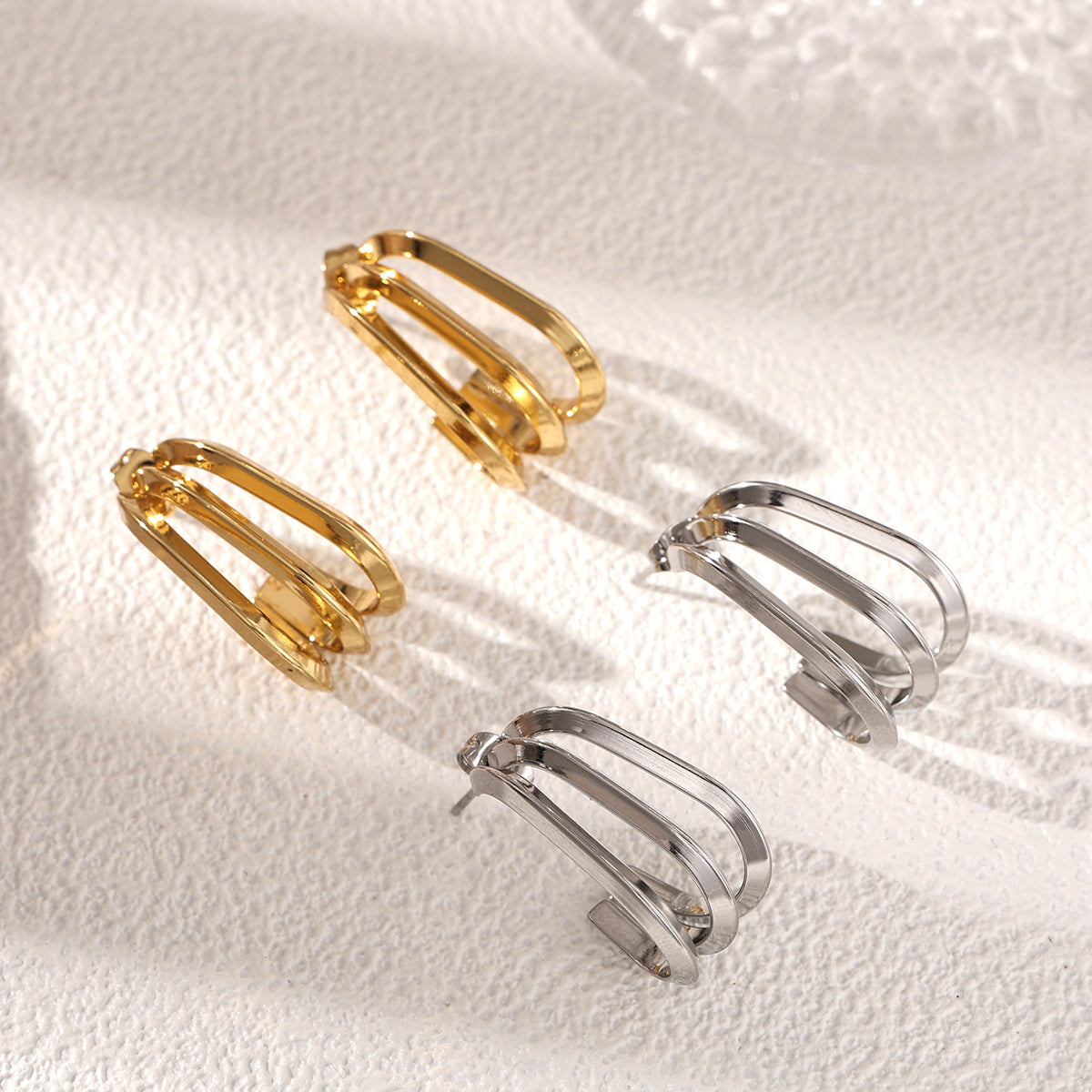 Geometric Earrings For Women Featuring Electroplated 304 Stainless Steel With 18K Real Gold Plated PVD Coating