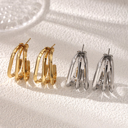 Geometric Earrings For Women Featuring Electroplated 304 Stainless Steel With 18K Real Gold Plated PVD Coating