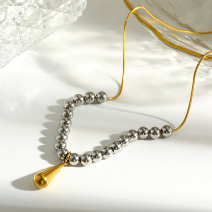 Round Pendant Necklace For Women In 201 Stainless Steel With Electroplated 18K Real Gold Plated Finish And Snake Chain