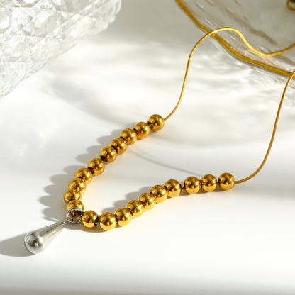 Round Pendant Necklace For Women In 201 Stainless Steel With Electroplated 18K Real Gold Plated Finish And Snake Chain