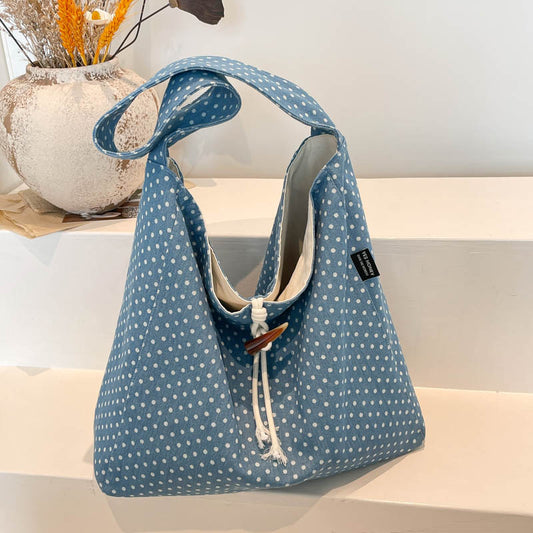 Square Denim Shoulder Bag With Star Pattern, Stylish Tote For Women