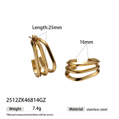 Geometric Earrings For Women Featuring Electroplated 304 Stainless Steel With 18K Real Gold Plated PVD Coating
