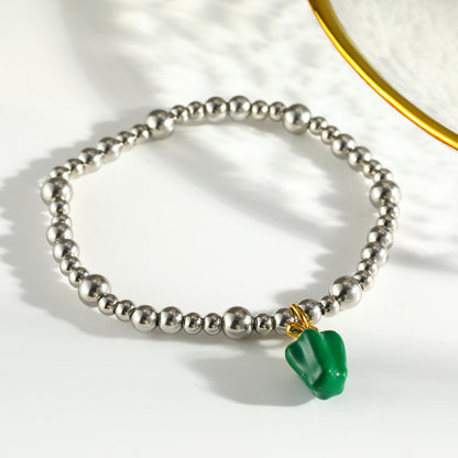 Sweet Lemon Bracelet For Women In 303 Stainless Steel With 18K Real Gold Plated Beaded Chain