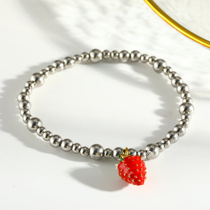 Sweet Lemon Bracelet For Women In 303 Stainless Steel With 18K Real Gold Plated Beaded Chain