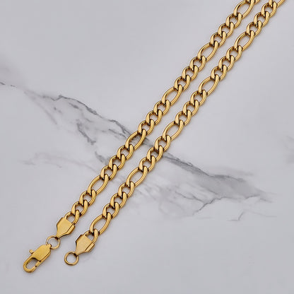 Polished 201 Stainless Steel Men's Necklace For Everyday Wear Featuring 18K Real Gold Plated Cuban Link Chain Curb Chain
