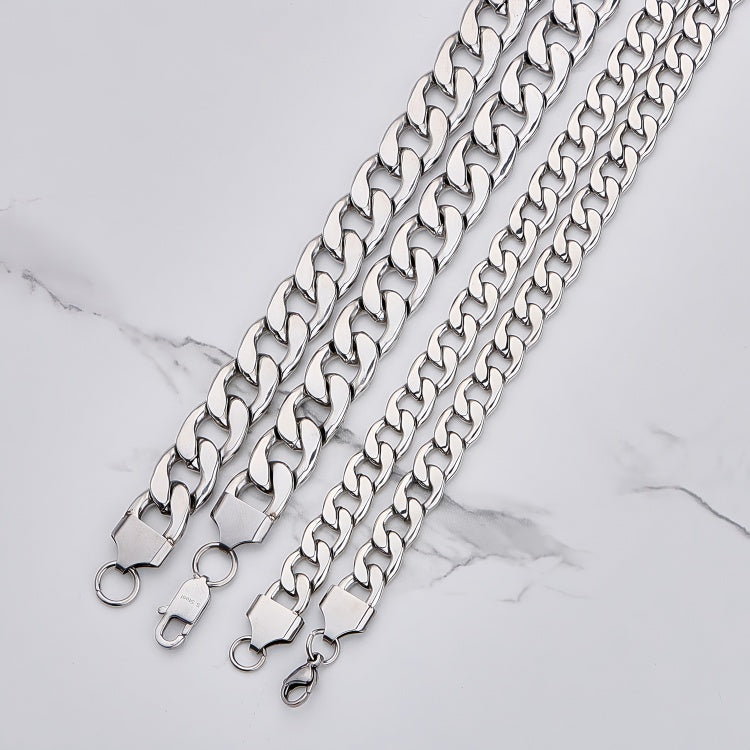 Polished 201 Stainless Steel Men's Necklace For Everyday Wear Featuring 18K Real Gold Plated Cuban Link Chain Curb Chain