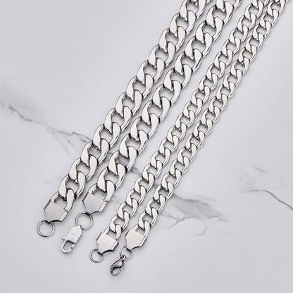 Polished 201 Stainless Steel Men's Necklace For Everyday Wear Featuring 18K Real Gold Plated Cuban Link Chain Curb Chain