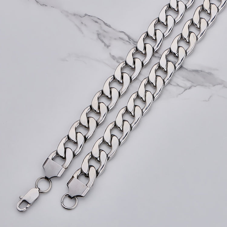 Polished 201 Stainless Steel Men's Necklace For Everyday Wear Featuring 18K Real Gold Plated Cuban Link Chain Curb Chain