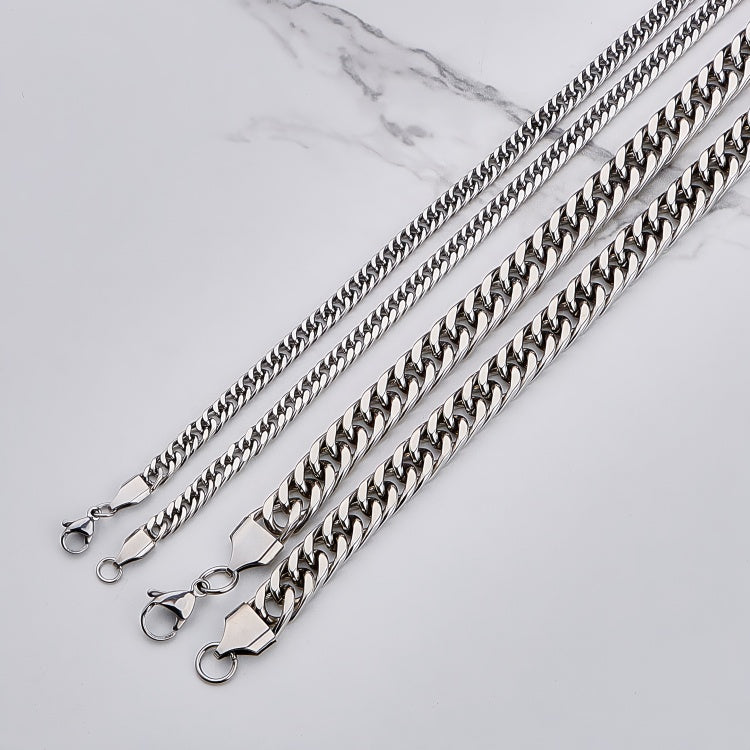 Polished 201 Stainless Steel Men's Necklace For Everyday Wear Featuring 18K Real Gold Plated Cuban Link Chain Curb Chain