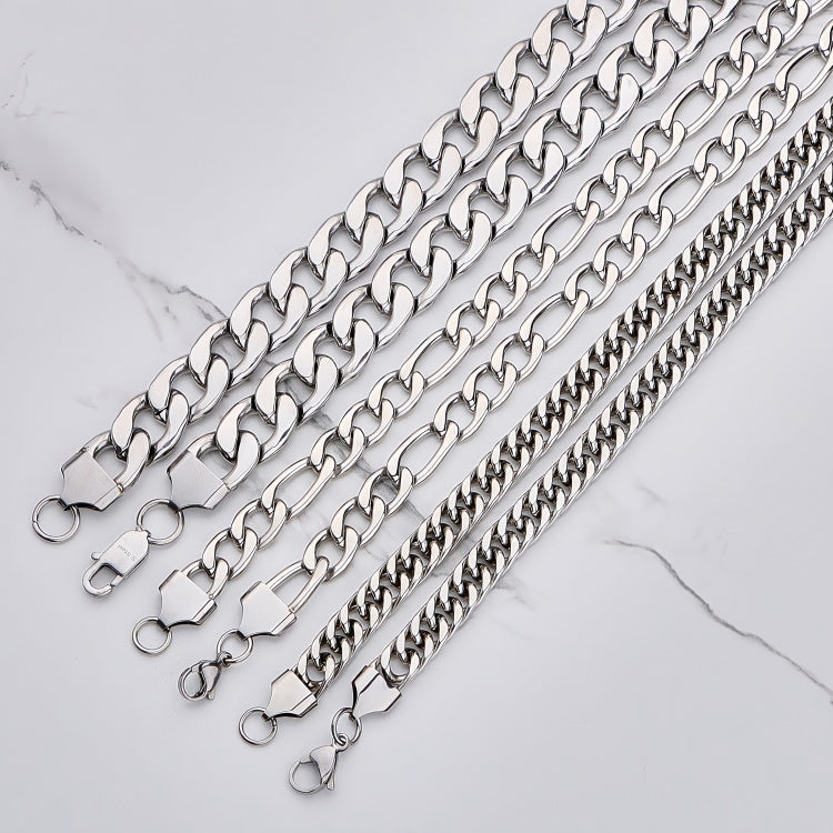Polished 201 Stainless Steel Men's Necklace For Everyday Wear Featuring 18K Real Gold Plated Cuban Link Chain Curb Chain