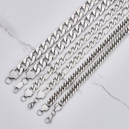 Polished 201 Stainless Steel Men's Necklace For Everyday Wear Featuring 18K Real Gold Plated Cuban Link Chain Curb Chain