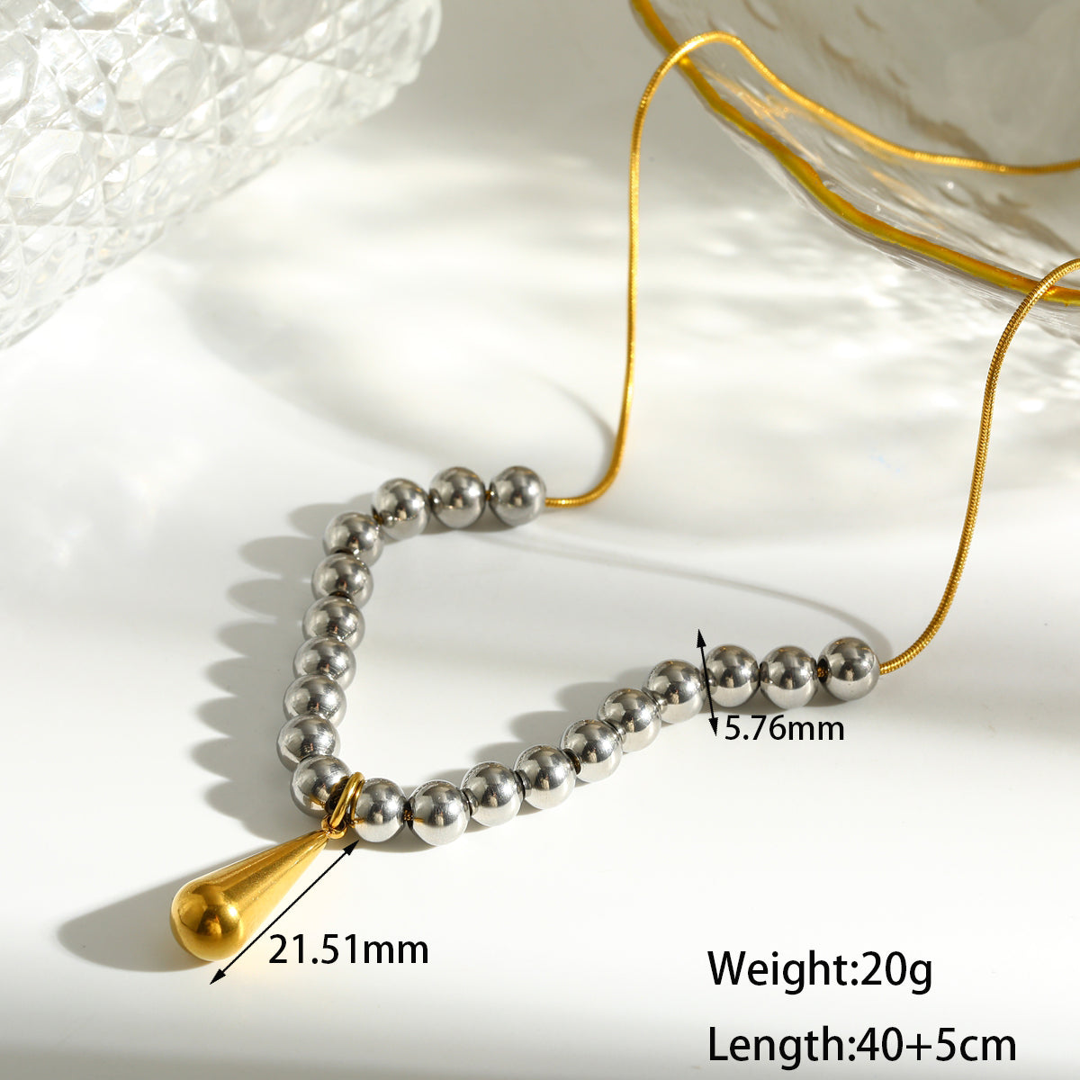 Round Pendant Necklace For Women In 201 Stainless Steel With Electroplated 18K Real Gold Plated Finish And Snake Chain