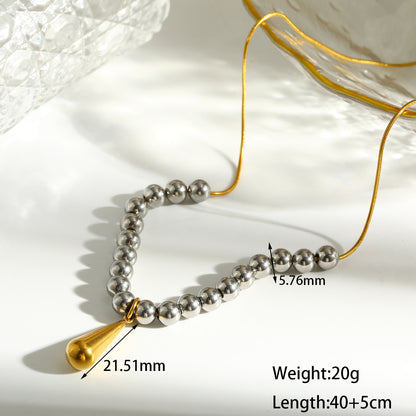 Round Pendant Necklace For Women In 201 Stainless Steel With Electroplated 18K Real Gold Plated Finish And Snake Chain