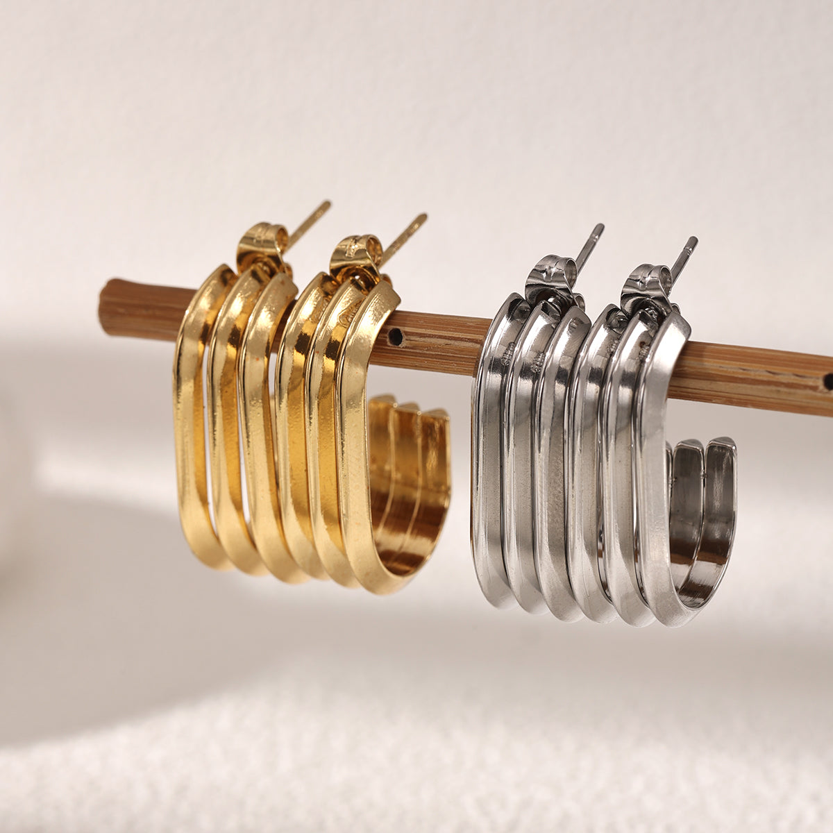 Geometric Earrings For Women Featuring Electroplated 304 Stainless Steel With 18K Real Gold Plated PVD Coating