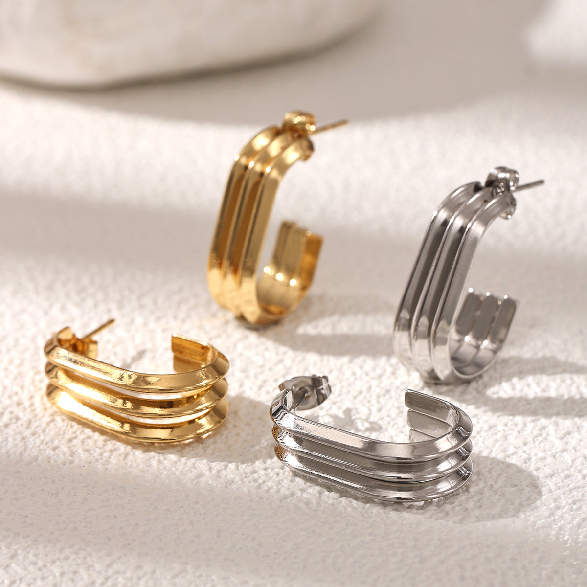 Geometric Earrings For Women Featuring Electroplated 304 Stainless Steel With 18K Real Gold Plated PVD Coating