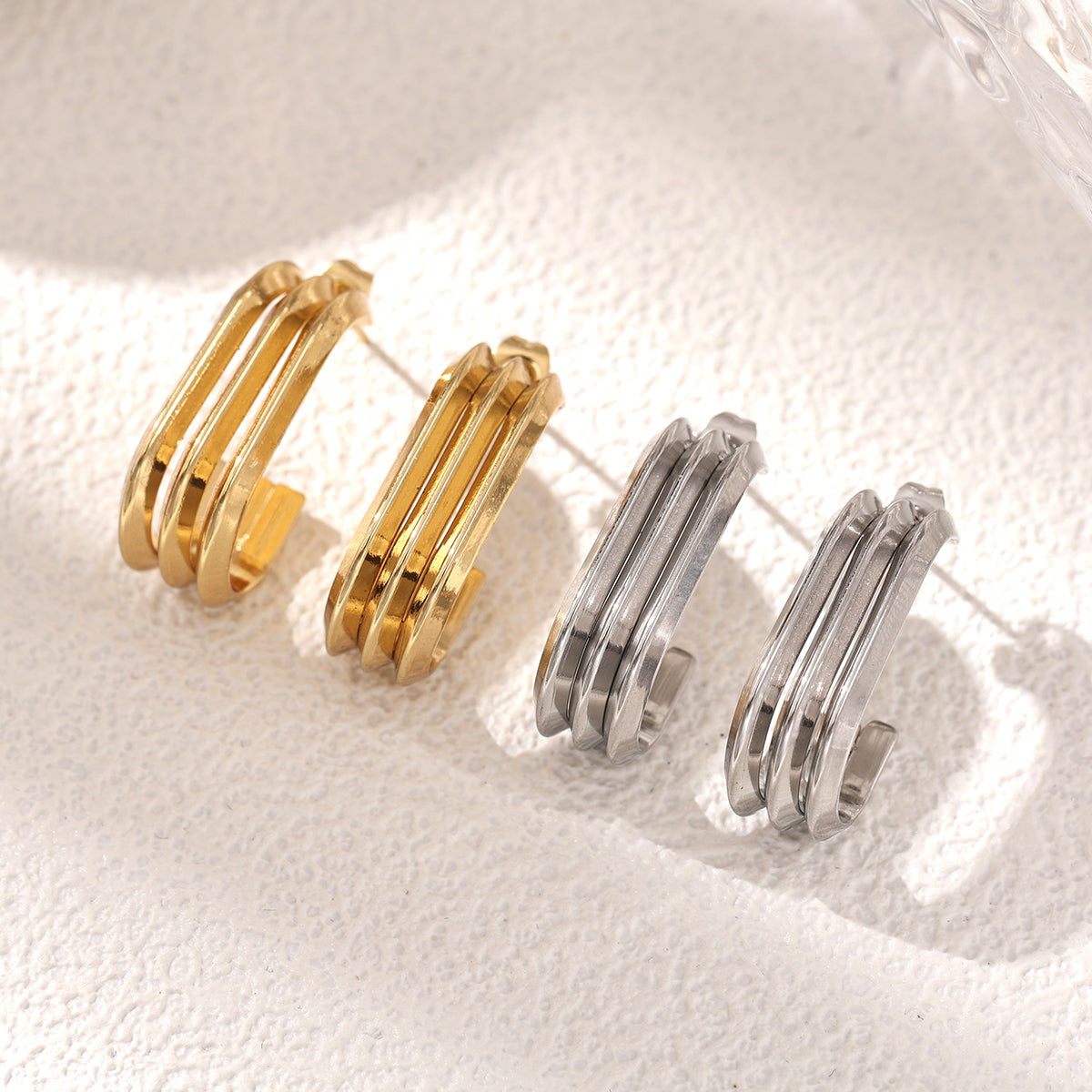 Geometric Earrings For Women Featuring Electroplated 304 Stainless Steel With 18K Real Gold Plated PVD Coating