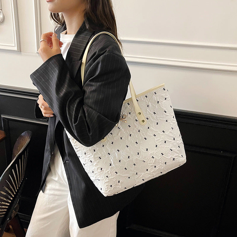 Polyester Bucket Shoulder Bag With Printing Pattern, Stylish And Durable Tote For Women