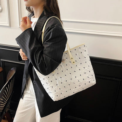 Polyester Bucket Shoulder Bag With Printing Pattern, Stylish And Durable Tote For Women