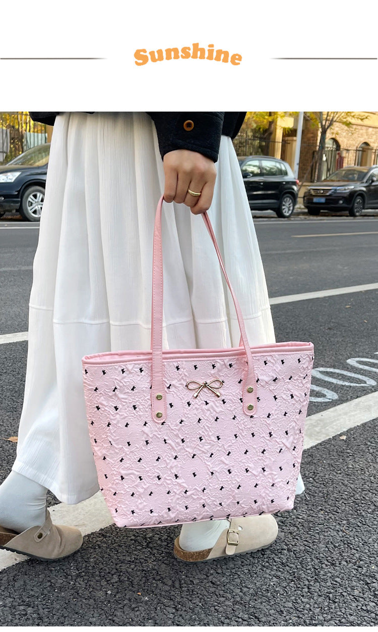 Polyester Bucket Shoulder Bag With Printing Pattern, Stylish And Durable Tote For Women