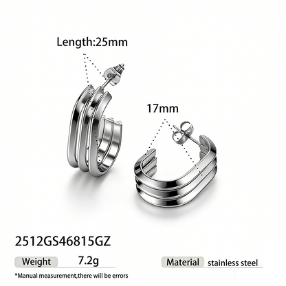 Geometric Earrings For Women Featuring Electroplated 304 Stainless Steel With 18K Real Gold Plated PVD Coating
