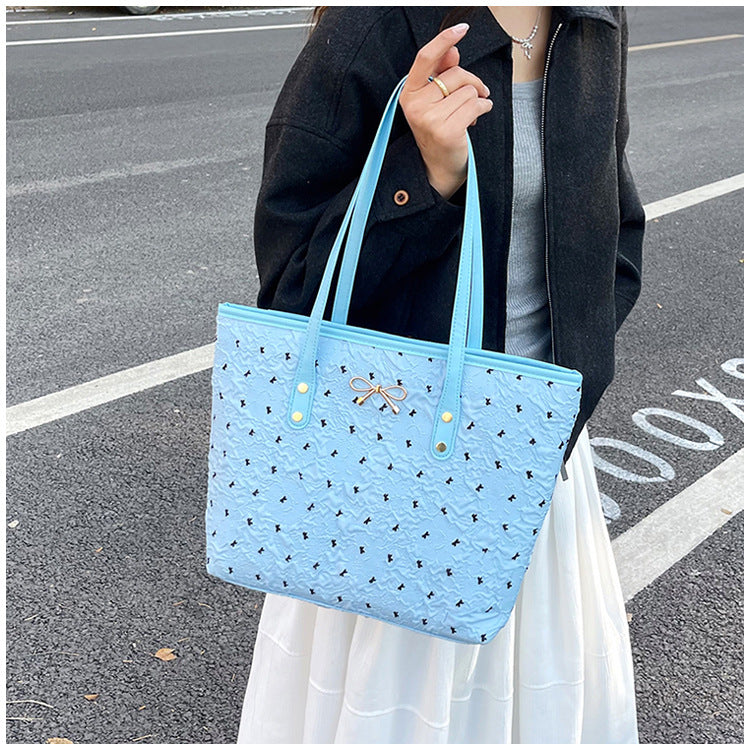 Polyester Bucket Shoulder Bag With Printing Pattern, Stylish And Durable Tote For Women