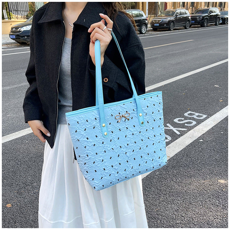 Polyester Bucket Shoulder Bag With Printing Pattern, Stylish And Durable Tote For Women