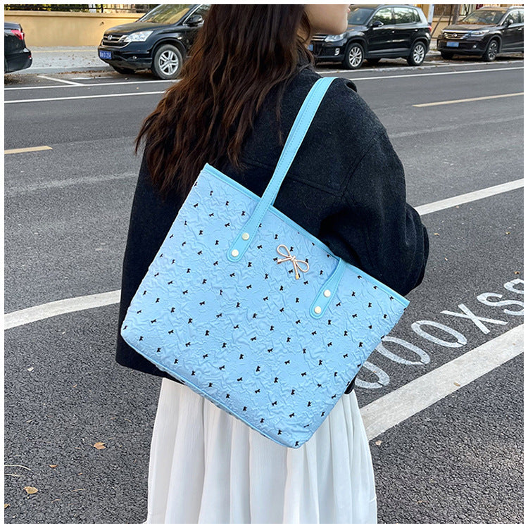 Polyester Bucket Shoulder Bag With Printing Pattern, Stylish And Durable Tote For Women