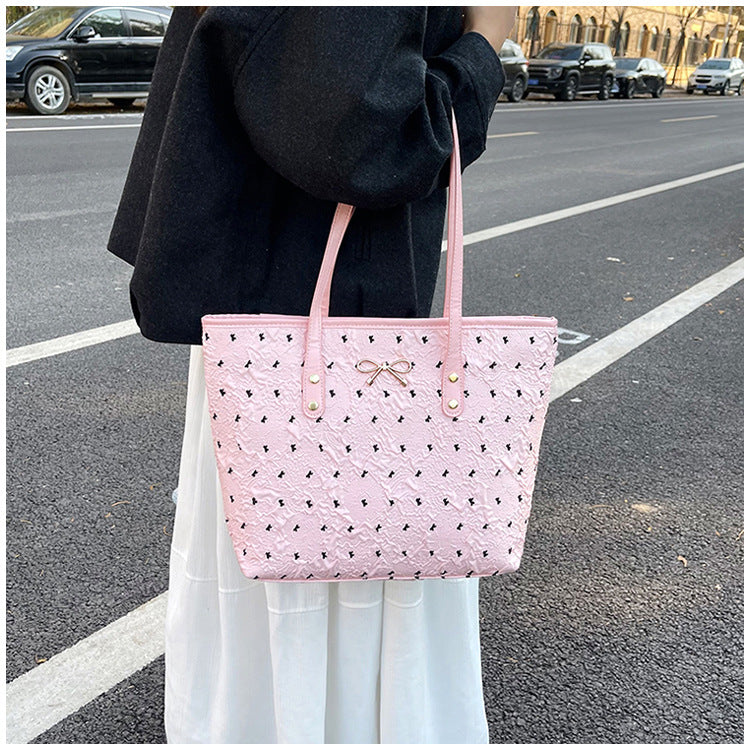Polyester Bucket Shoulder Bag With Printing Pattern, Stylish And Durable Tote For Women