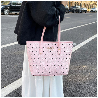 Polyester Bucket Shoulder Bag With Printing Pattern, Stylish And Durable Tote For Women