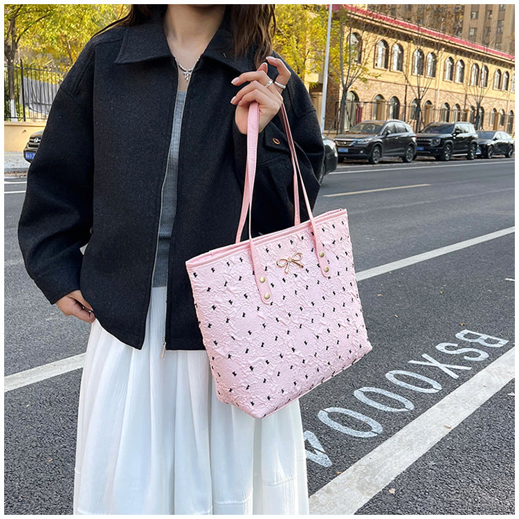 Polyester Bucket Shoulder Bag With Printing Pattern, Stylish And Durable Tote For Women