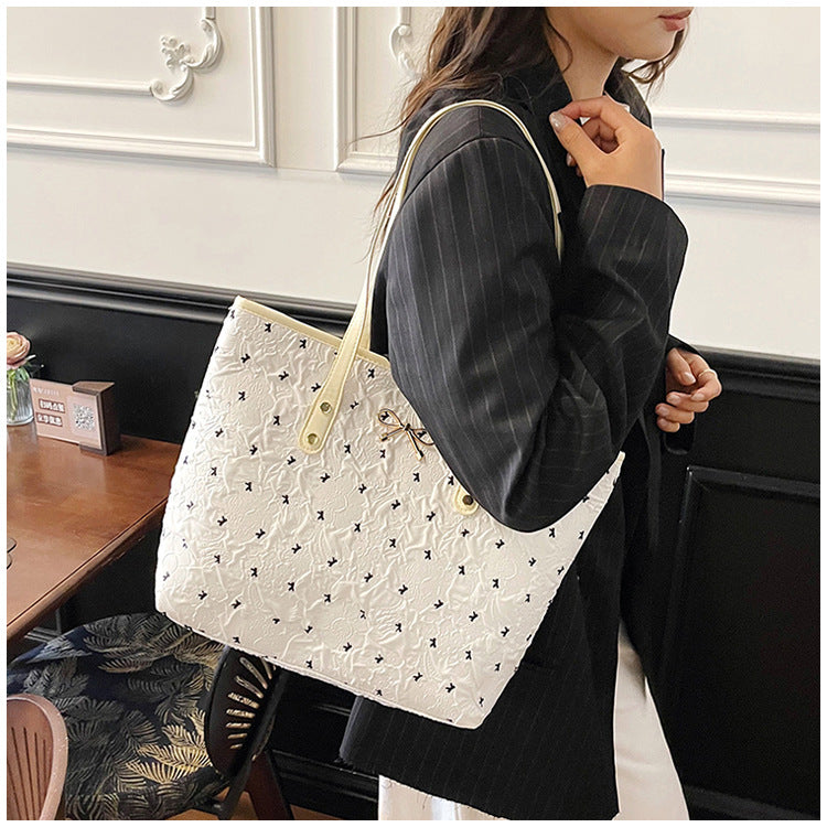 Polyester Bucket Shoulder Bag With Printing Pattern, Stylish And Durable Tote For Women