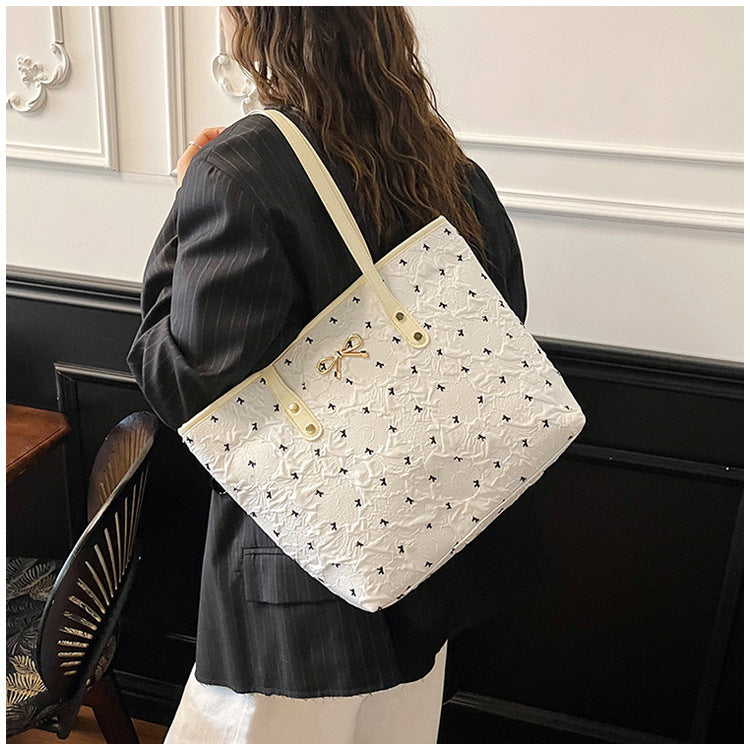 Polyester Bucket Shoulder Bag With Printing Pattern, Stylish And Durable Tote For Women