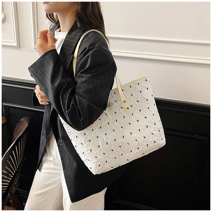 Polyester Bucket Shoulder Bag With Printing Pattern, Stylish And Durable Tote For Women