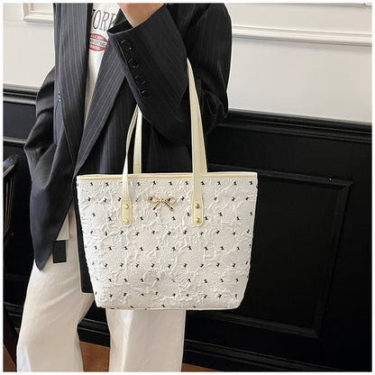 Polyester Bucket Shoulder Bag With Printing Pattern, Stylish And Durable Tote For Women
