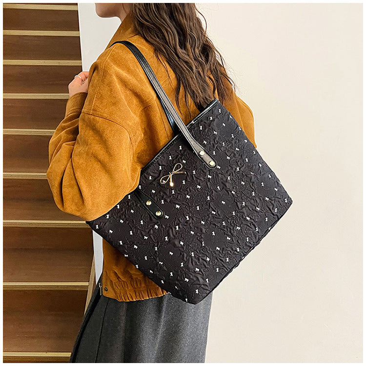 Polyester Bucket Shoulder Bag With Printing Pattern, Stylish And Durable Tote For Women
