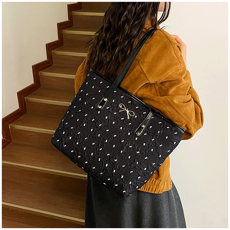 Polyester Bucket Shoulder Bag With Printing Pattern, Stylish And Durable Tote For Women