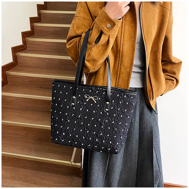 Polyester Bucket Shoulder Bag With Printing Pattern, Stylish And Durable Tote For Women