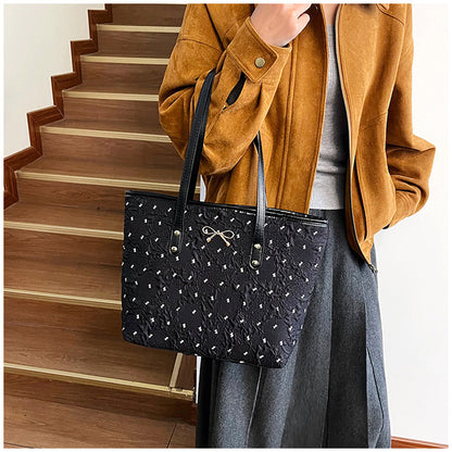 Polyester Bucket Shoulder Bag With Printing Pattern, Stylish And Durable Tote For Women
