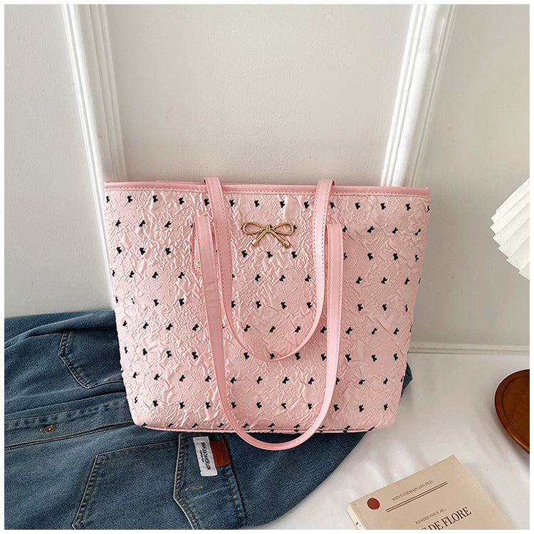 Polyester Bucket Shoulder Bag With Printing Pattern, Stylish And Durable Tote For Women