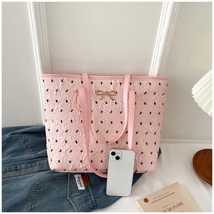 Polyester Bucket Shoulder Bag With Printing Pattern, Stylish And Durable Tote For Women