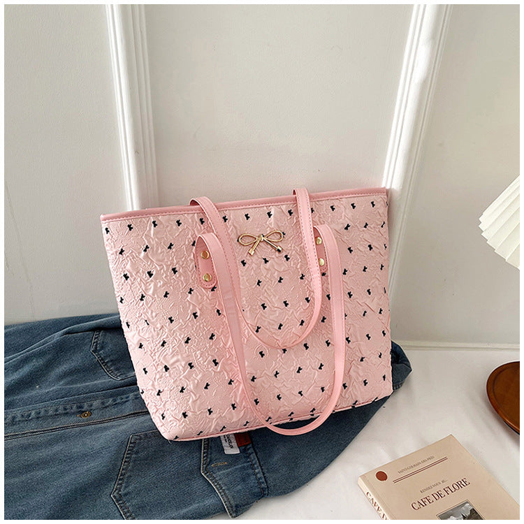 Polyester Bucket Shoulder Bag With Printing Pattern, Stylish And Durable Tote For Women
