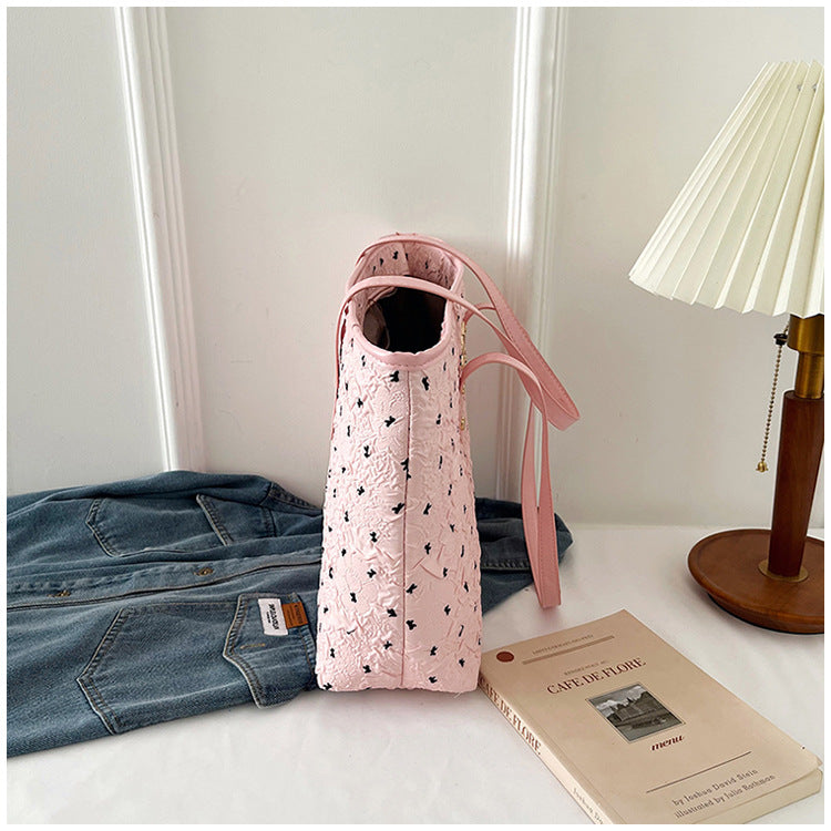 Polyester Bucket Shoulder Bag With Printing Pattern, Stylish And Durable Tote For Women