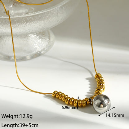 Round Pendant Necklace For Women Featuring Electroplated 201 Stainless Steel With 18K Real Gold Plated Finish And Snake Chain