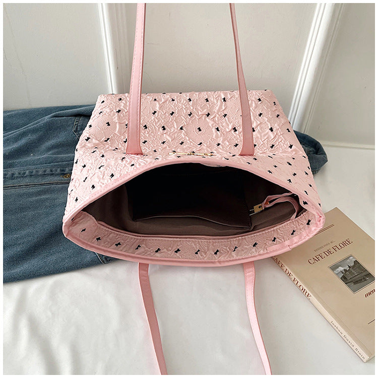 Polyester Bucket Shoulder Bag With Printing Pattern, Stylish And Durable Tote For Women