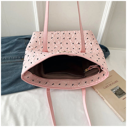 Polyester Bucket Shoulder Bag With Printing Pattern, Stylish And Durable Tote For Women